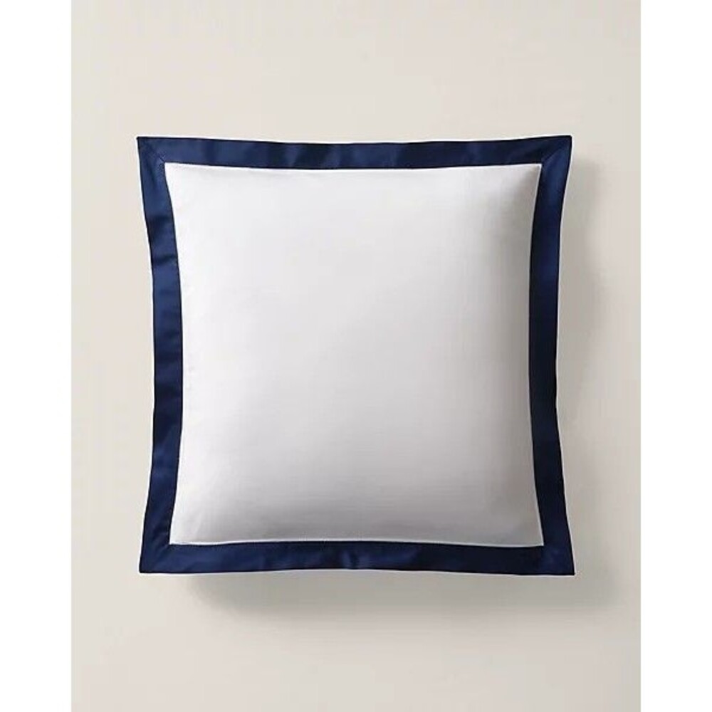 New Ralph Lauren European Sham Organic Sateen Border Polo Navy Classic RL NS578